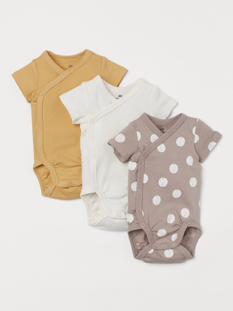 

H&M Girls White & Yellow 3-pack wrapover bodysuits