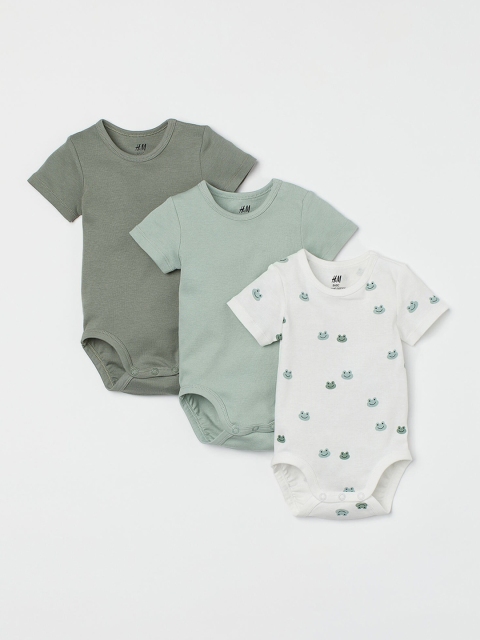 

H&M Girls Green 3-pack short-sleeved bodysuits