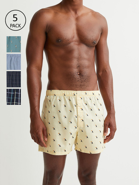 

H&M Men 5-Pack Woven Boxer Shorts 0976419002, Multi