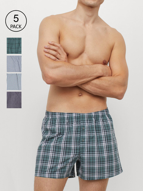 

H&M Men 5-Pack Woven Boxer Shorts 0697920095, Green