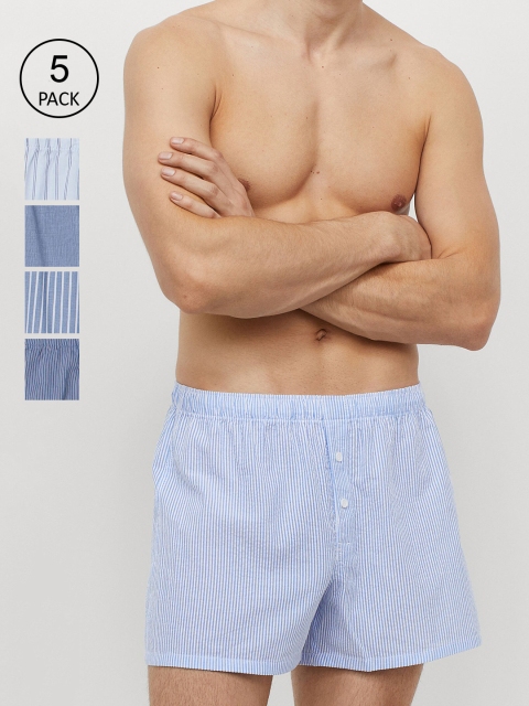 

H&M Men 5-Pack Woven Boxer Shorts 0697920081, Blue