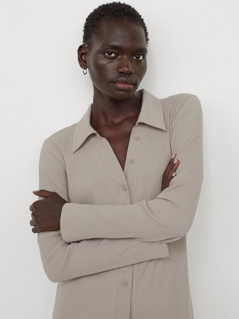 

H&M Woman Beige Ribbed dress