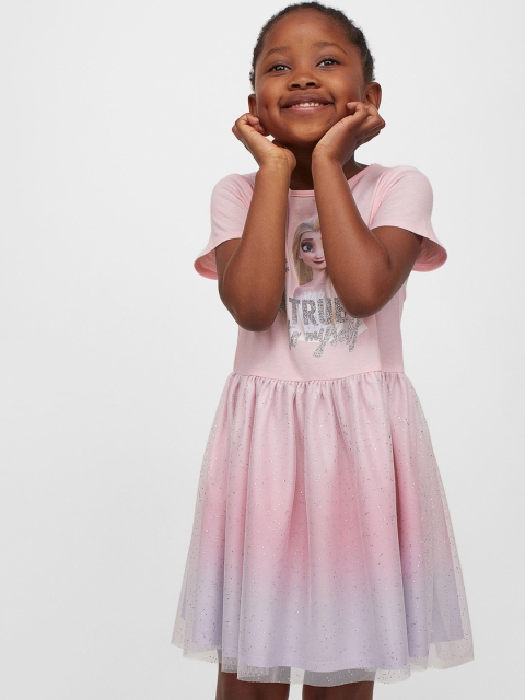 

H&M Girls Pink Elsa Printed Tulle Dress