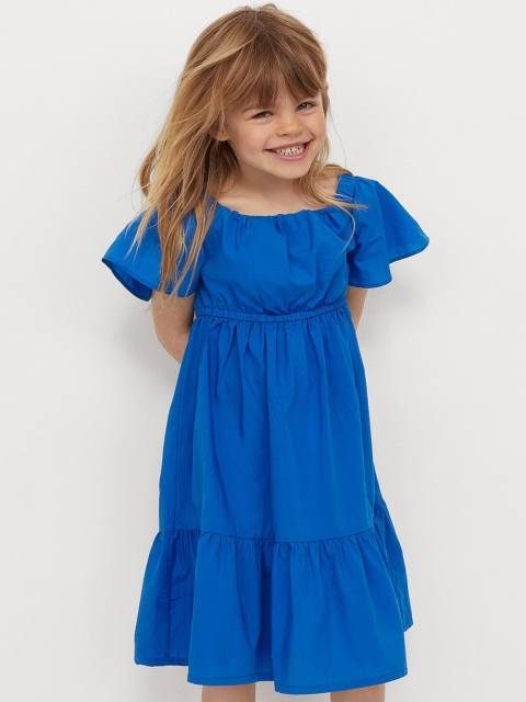 

H&M Girls Blue Sustainable Cotton Tiered Poplin Dress