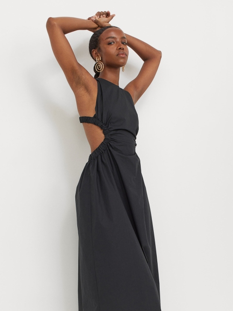 

H&M Women Black Solid Pure Cotton Cut-Out Dress