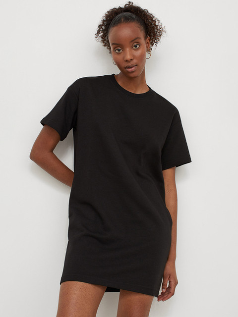 

H&M Women Black Solid Sustainable Cotton T-shirt Dress