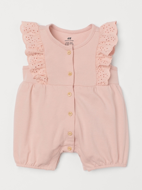 

H&M Girls Pink Flounce-trimmed romper suit