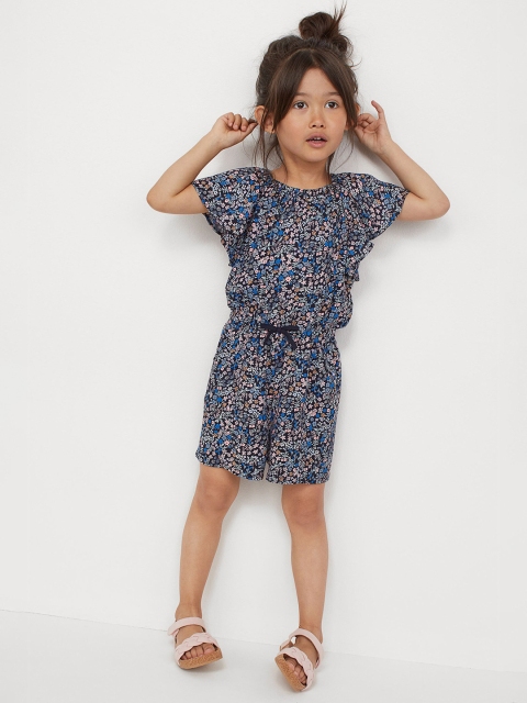 

H&M Girls Blue Flutter-sleeved playsuit