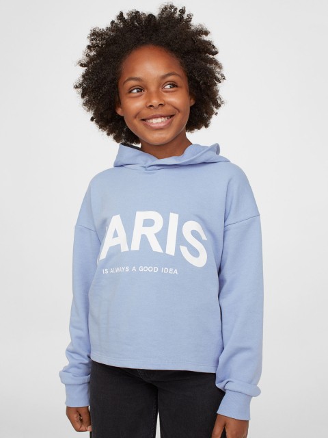 

H&M Girls Blue & White Typography Printed Hoodie