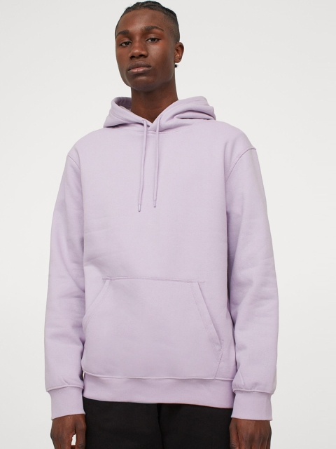 

H&M Men Lavender Solid Relaxed Fit Hoodie