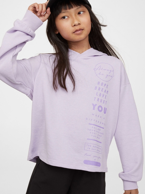 

H&M Girl Lavender Typography Printed Hoodie, Purple