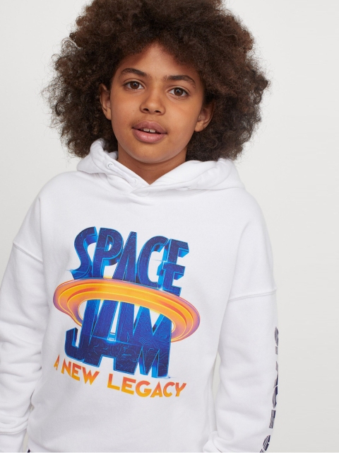 

H&M Boys White & Blue Graphic Printed Hoodie