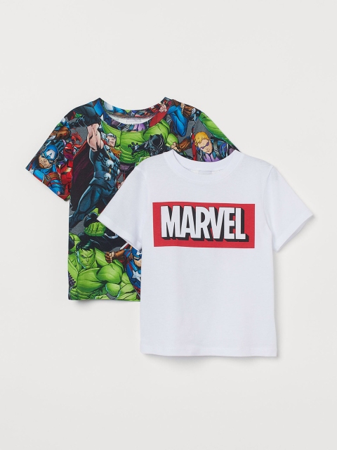 

H&M Pack of 2 Boys Marvel Printed Cotton T-shirts, Multi