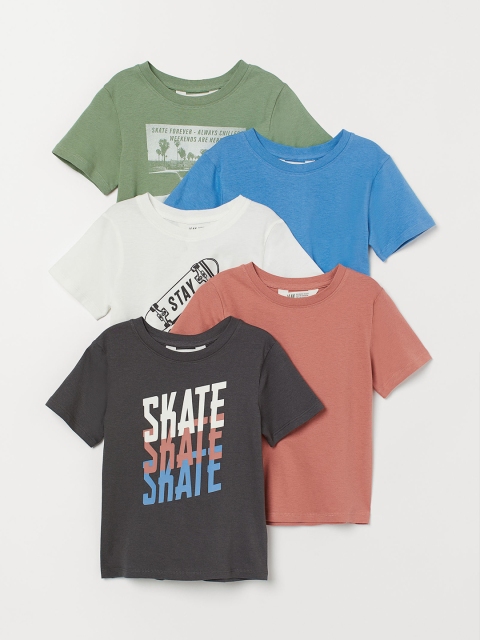 

H&M Pack of 5 Boys Cotton T-shirts, Multi