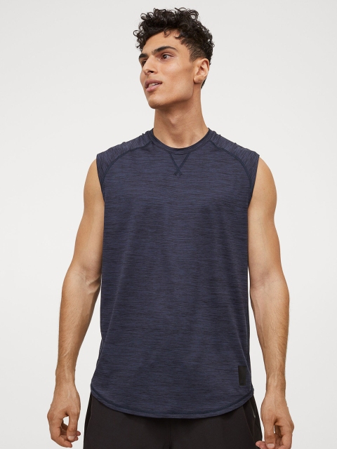

H&M Men Navy Blue Solid Loose Fit Sports Vest Top