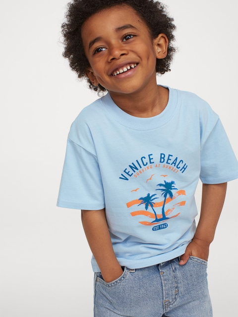 

H&M Boys Blue Printed Oversized Cotton T-shirt