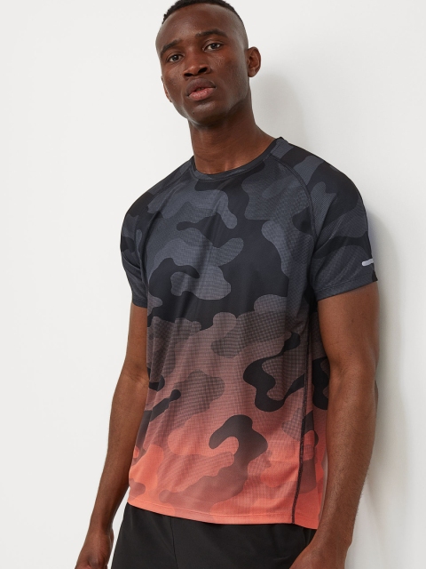 

H&M Men Orange & Black Printed Regular Fit Running Top