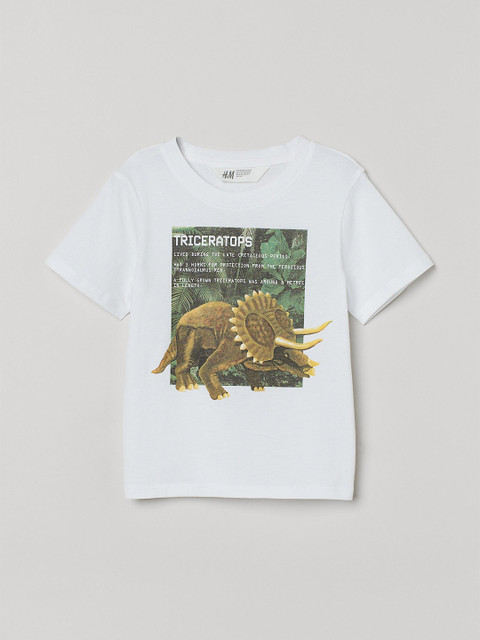 

H&M Boys White Printed Cotton T-shirt