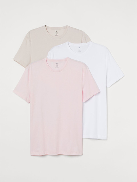 

H&M Pack of 3 Men Slim Fit T-shirts, White
