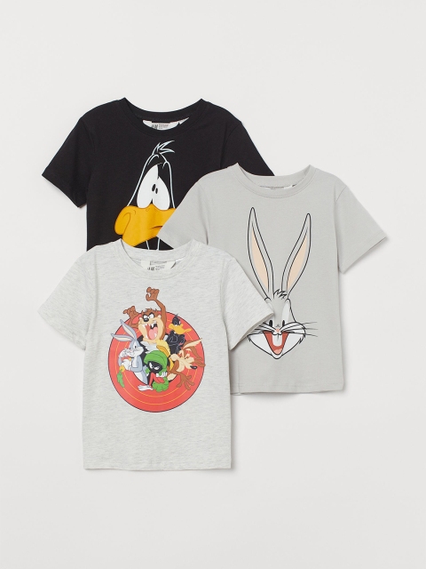 

H&M Pack of 3 Boys Looney Tunes Printed T-shirts, Black