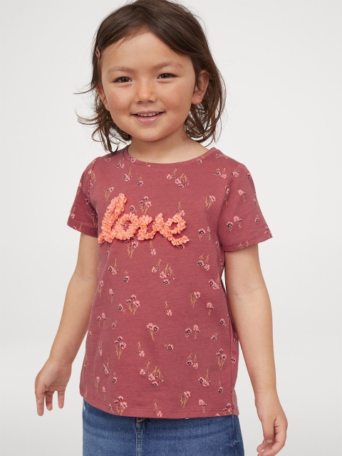 

H&M Girls Red & Orange Pure Cotton Interactive-Motif Top