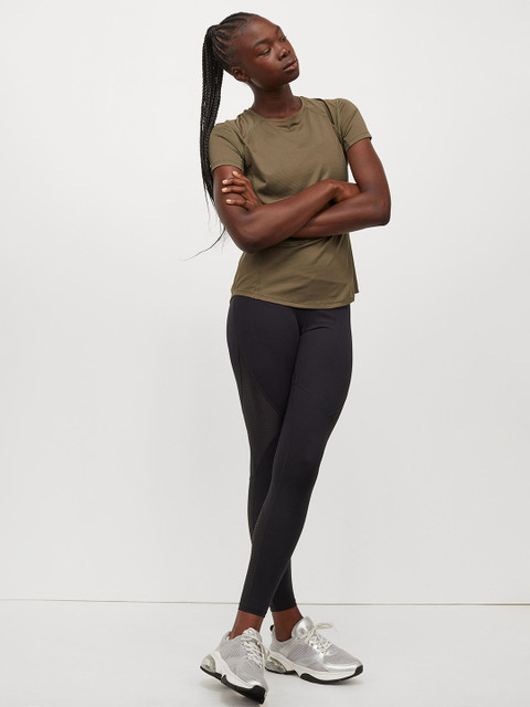 

H&M Women Green Solid Sports Top