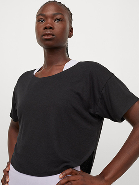 

H&M Women Black Cropped Sports Top