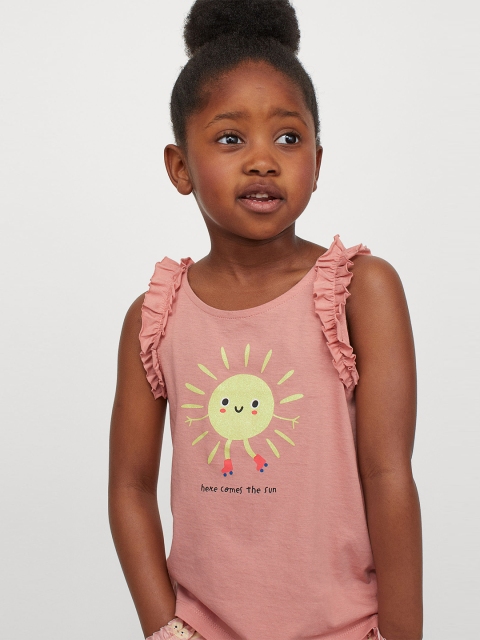 

H&M Girls Pink & Yellow Frill-Trimmed Jersey Top