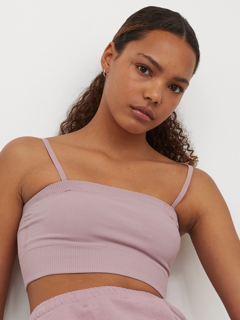 

H&M Women Pink Seamless Sports Bandeau Top