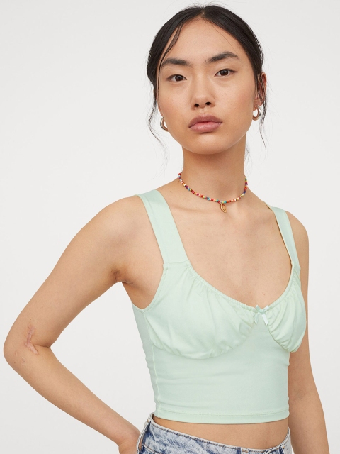 

H&M Women Mint Green Cropped Top