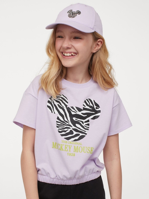 

H&M Girls Black & Lavender Mickey Mouse 3-Piece Printed Set