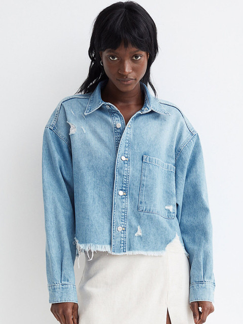 

H&M Womens Blue Oversized denim jacket