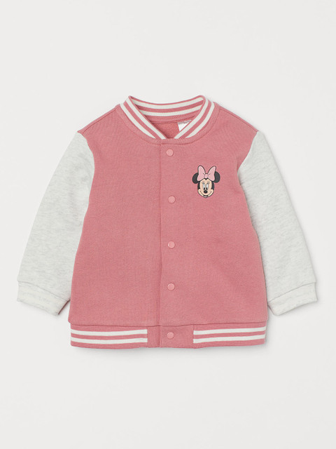 

H&M Girls Pink Printed baseball jacket