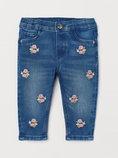 

H&M Girls Blue Embroidered Jeans