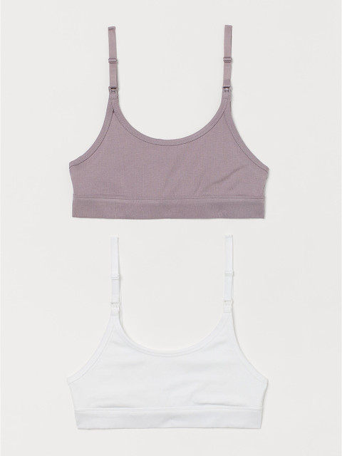 

H&M Womens White & Purple MAMA 2-Pack Nursing Bras