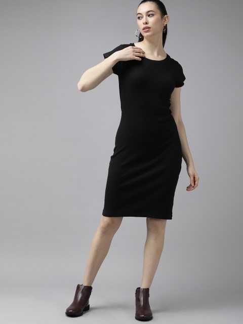 

Roadster Black Ribbed Bodycon Dress