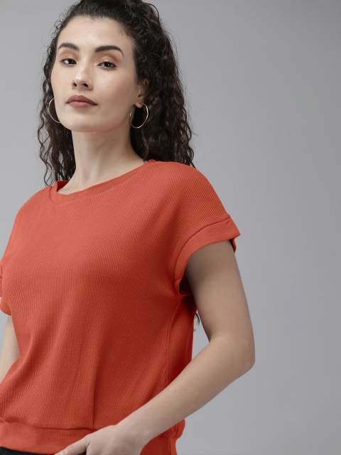 

Roadster Women Rust Self Designed Regular Top