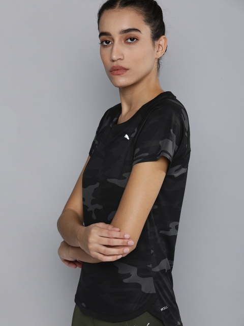 

Puma Women Black RUN Graphic Camouflage Printed Running T-shirt