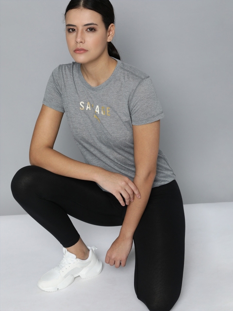 

Puma Women Grey & Gold-Toned Printed Training T-shirt