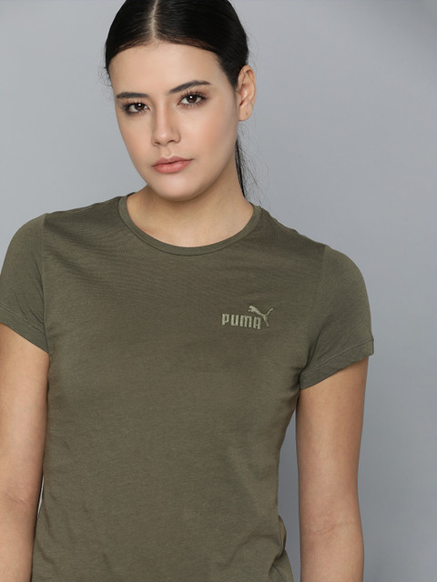 

Puma Women Green Embroidered Pure Cotton T-shirt