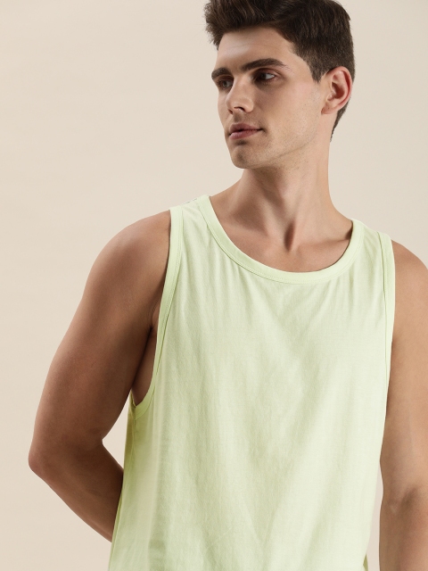 

ether Men Mint Green Solid Round-Neck Pure Cotton Sleeveless Casual T-shirt