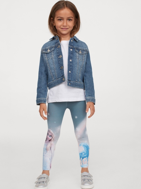 

H&M Girls Turquoise Blue Elsa Printed Leggings