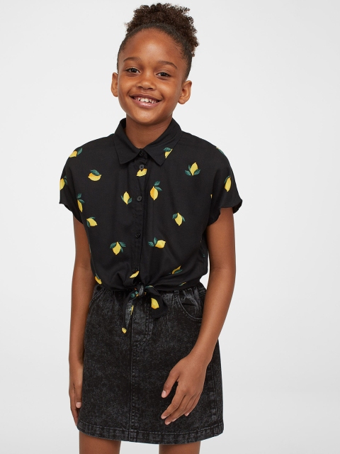 

H&M Girls Black Pure Cotton Paper Bag Skirt