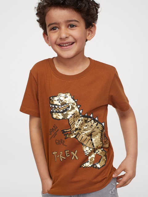 

H&M Boys Brown & Gold Reversible Sequin T-shirt