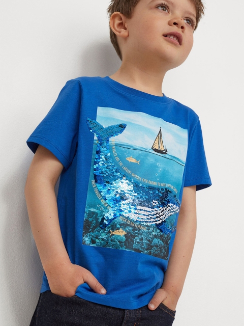 

H&M Boys Blue Reversible Sequin Cotton T-shirt