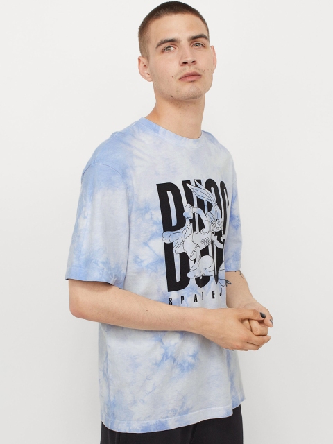 

H&M Men Blue & Black Looney Tunes Printed Relaxed Fit Cotton T-shirt