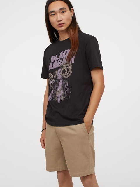 

H&M Men Black & Purple Black Sabbath Regular Fit T-shirt