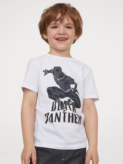 

H&M Boys White & Black Black Panther Printed T-shirt