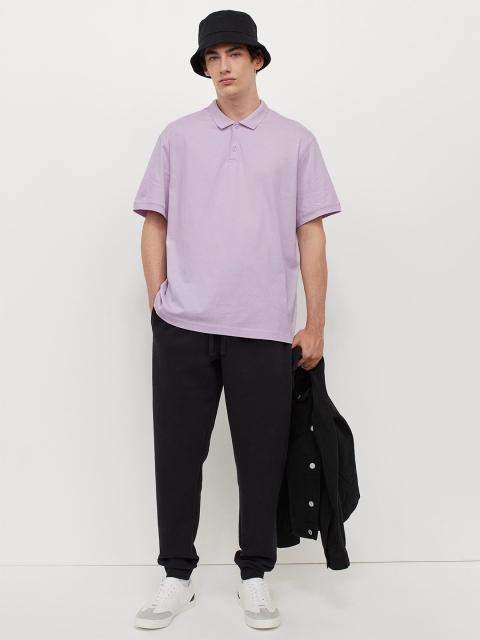 

H&M Men Lavender Solid Regular Fit Polo Shirt