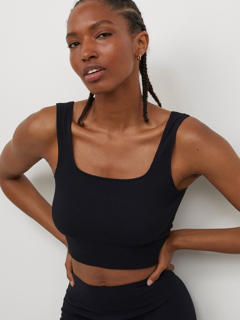 

H&M Black Seamless Cropped Top